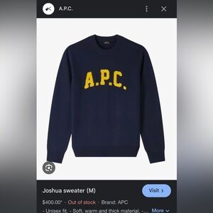 A.P.C. Joshua Jumper - Men's/Unisex Dark Blue Sweater with Yellow Logo